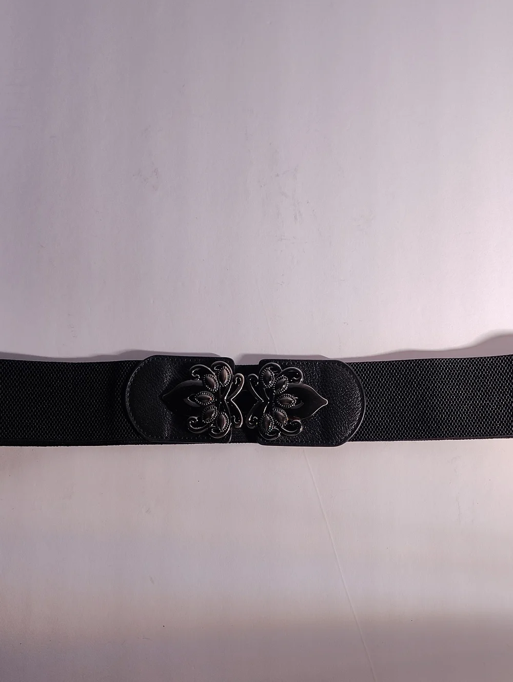 Elastic Women's Size M/L Black Floral Medallion Streachy Waist Belt WM